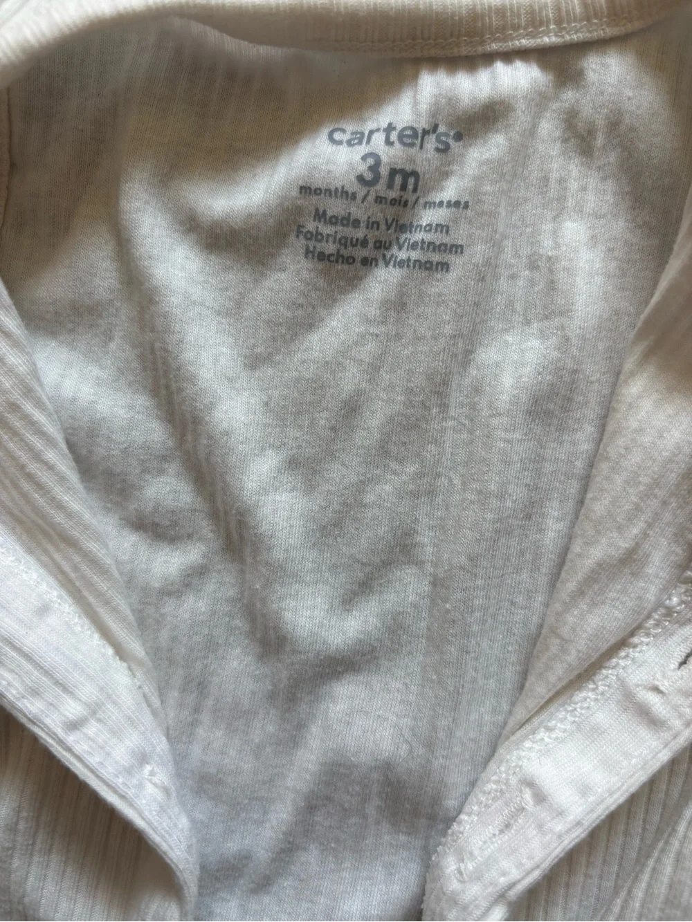 Carter's Cream Ribbed Sleeveless Romper with Front Buttons